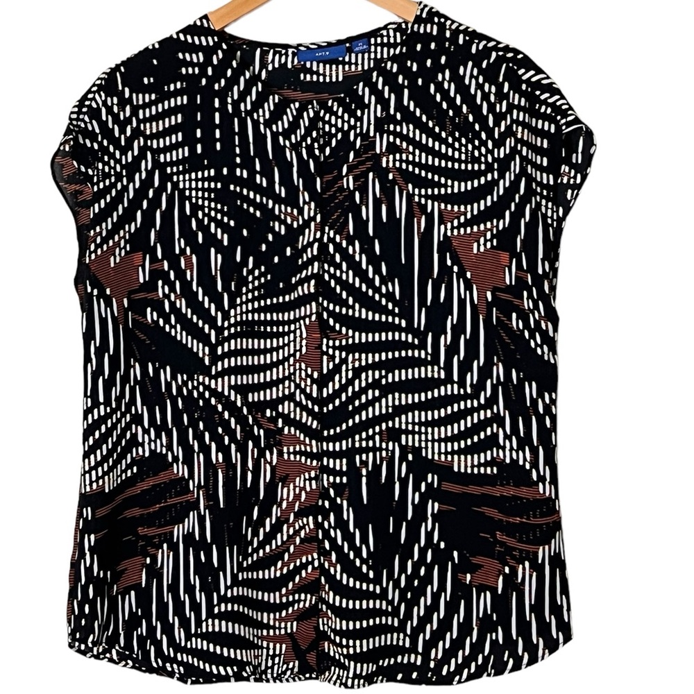 Apt. 9 | Cap sleeve loose fit leaves design lightweight blouse size medi…